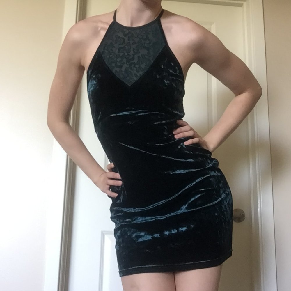 Free People Emerald crushed velvet dress